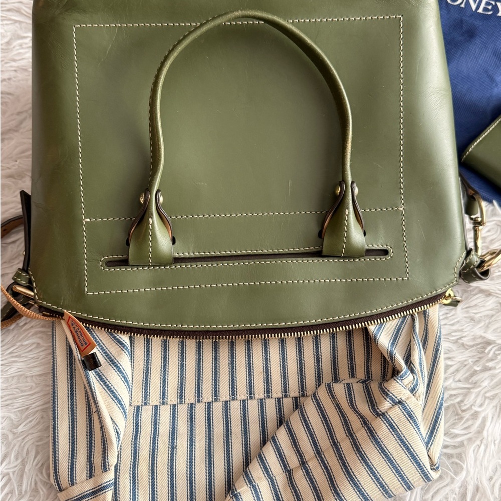 Dooney & Bourke Olive Green Leather Satchel Bag w/ Long Strap & Matching Wallet - Picture 7 of 11